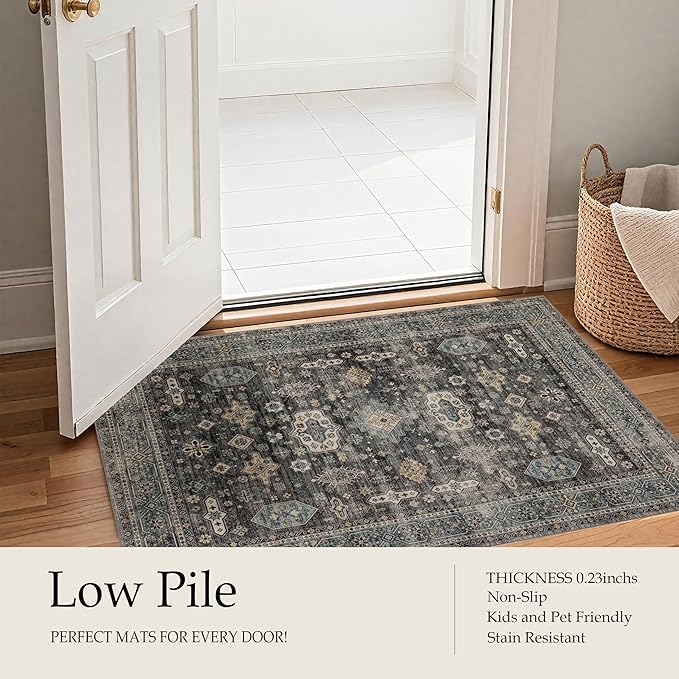 Ruaruarug Area Rug Non Slip Machine Washable Ultra Soft Living Room/Bedroom/Kitchen/Outdoor/Classroom Silver, 8'×10'