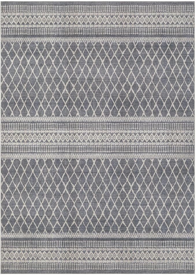 cotiled 10x12 Area Rug Living Room: Washable Boho Rugs with Non Slip Backing Large Soft Indoor Stain Resistant Carpet for Bedroom Farmhouse Dining Room Lightweight Home Decor Charcoal Grey