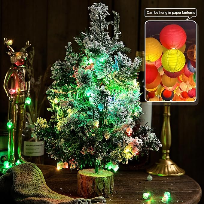 100Pcs Balloon Lights with Clear Hanging Line, Long Standby Time Mini Ball Lights for Party Decorations, Paper Lantern, Easter Eggs, Birthday Party, Halloween Christmas Decoration(Glow steadily White)