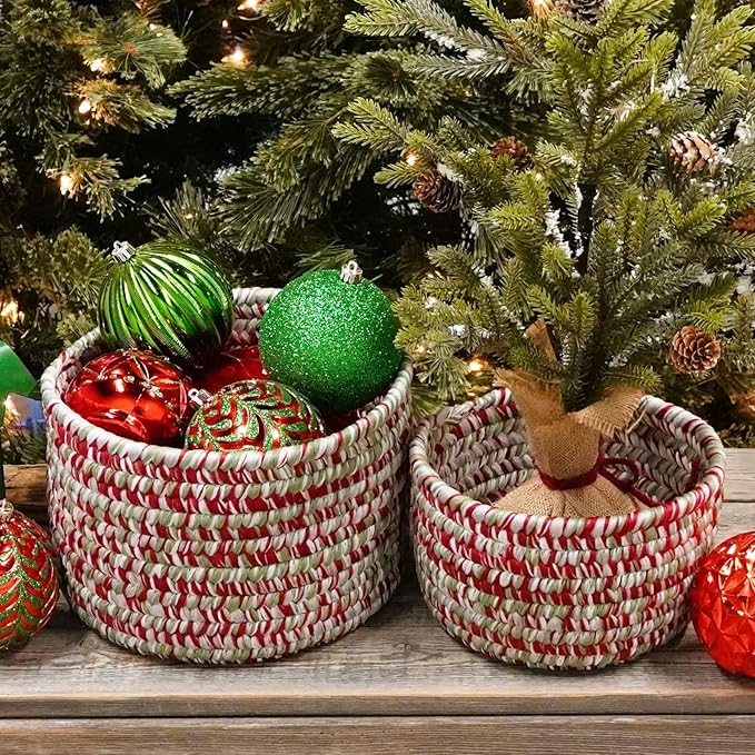 Holiday Tweed Nesting Baskets SET-2 - Holiday Blend