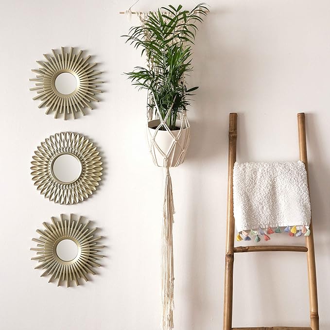 BONNYCO Gold Mirrors for Wall Pack of 3, Round Wall Mirrors Bedroom Room and Home Decor. Espejos Decorativos de Pared Sala Dormitorio, Modern Minimalist Decor Vintage, Chic. Gifts for Women Mums
