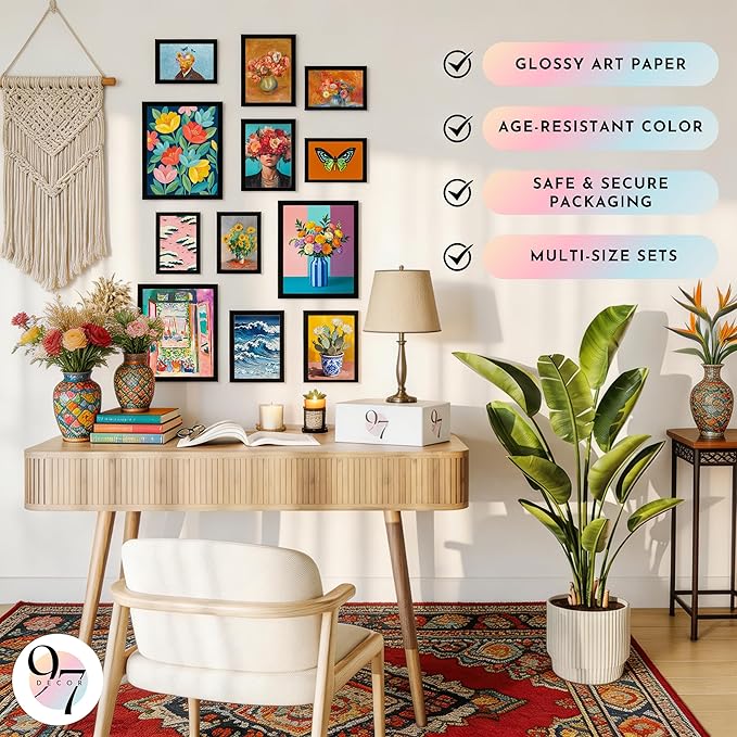 97 Decor Colorful Eclectic Wall Art Prints - Colorful Posters For Room Aesthetic, Famous Artist Paintings Maximalist Decor For Home, Living Room, Bedroom, Dorm (Unframed)