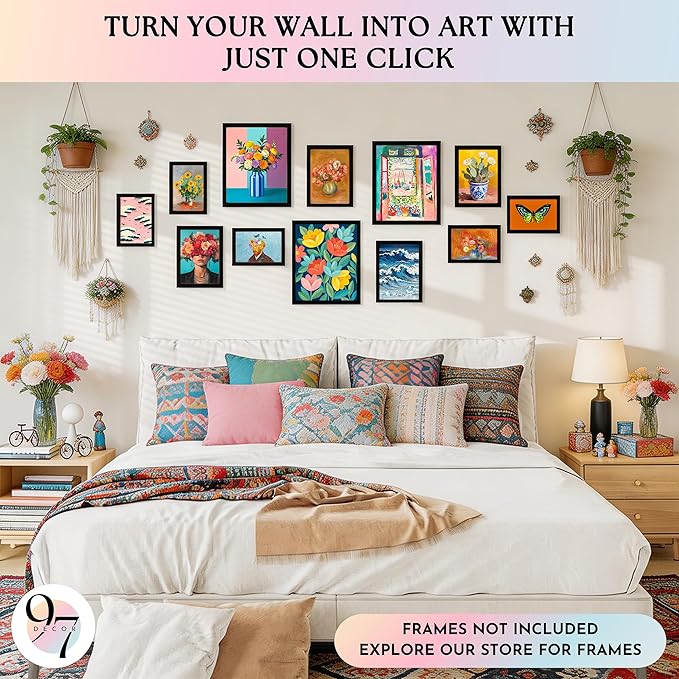 97 Decor Colorful Eclectic Wall Art Prints - Colorful Posters For Room Aesthetic, Famous Artist Paintings Maximalist Decor For Home, Living Room, Bedroom, Dorm (Unframed)