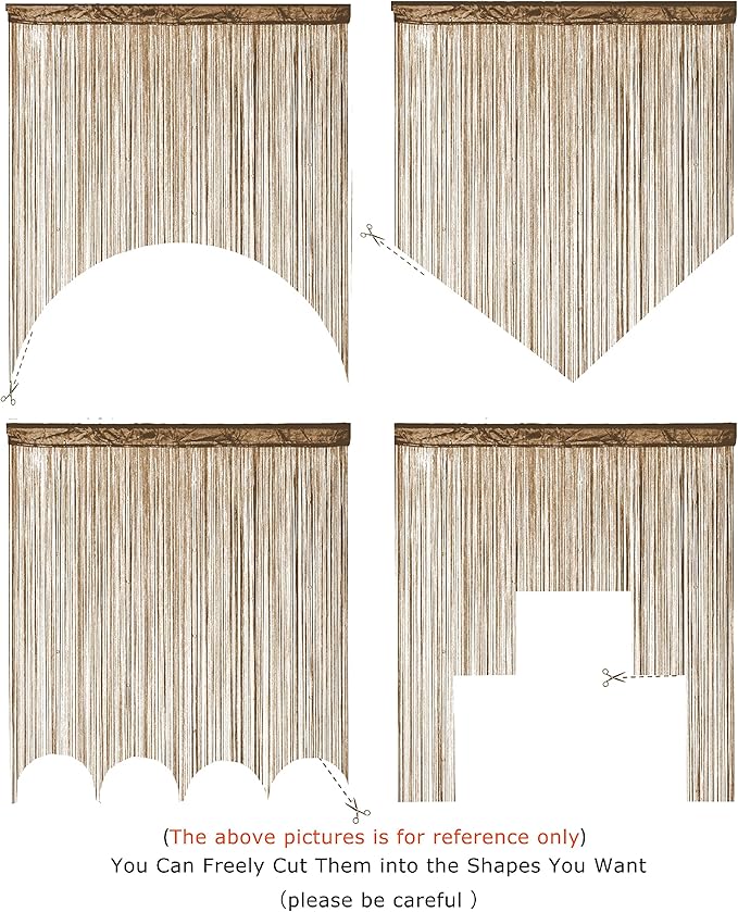 YaoYue Beaded Curtain Door String Curtains for Doorway Tassels Beads Hanging Fringe Hippie Room Divider Window Hallway Entrance Wall Closet Bedroom Privacy Decor (39×79in/100×200cm, Light Coffee)