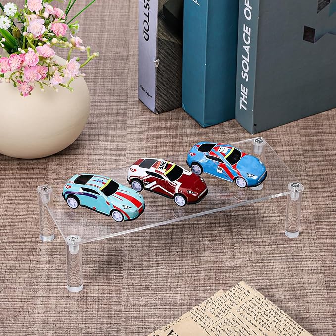 Acrylic Riser, Display Stand Clear Shelf 7.87x3.15x2 Inches Small Display Risers 1 Tier Rectangular Organizer Lightweight Tabletop Shelf for Cosmetic Products Tabletop Use and More