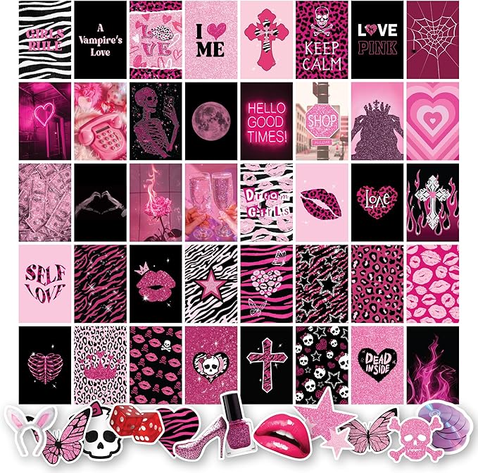 97 Decor Mcbling Trashy Y2k Room Decor Aesthetic - Early 2000s Room Decor Y2k Collage, Hot Pink Pictures Wall Art Prints, Baddie Aesthetic Pictures for Teen Girls Dorm Bedroom Apartment (4x6)