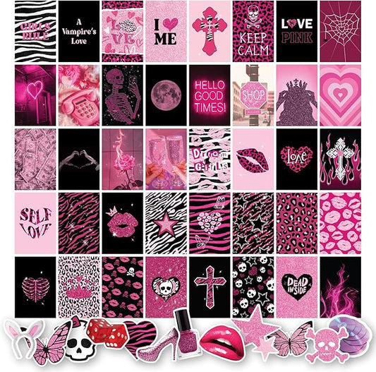 97 Decor Mcbling Trashy Y2k Room Decor Aesthetic - Early 2000s Room Decor Y2k Collage, Hot Pink Pictures Wall Art Prints, Baddie Aesthetic Pictures for Teen Girls Dorm Bedroom Apartment (4x6)