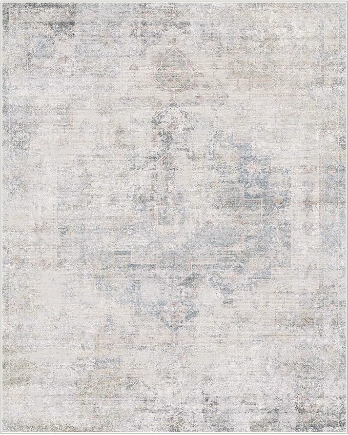 Light Blue 2'6''x8' Wide Hallway Runner Rug - Washable Kitchen Sink Rug, Non Slip 8ft Long Runner Rug for Entryway, Abstract Dusky Blue Home Décor