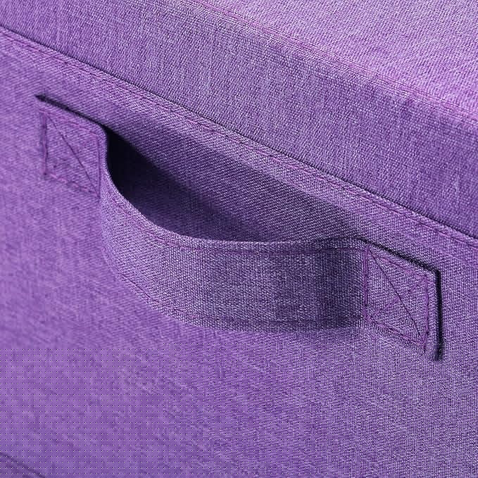 HOONEX Foldable Storage Bins with Lids, Pack of 2, Storage Boxes with 2 Carrying Handles and Sturdy Heavy Cardboard, 16.5" L x 11.8" W x 7.5" H for Shoes, Books, Clothes, Purple
