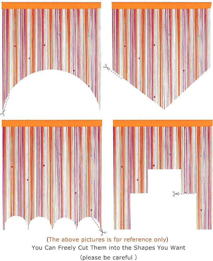 YaoYue Beaded Curtain Door String Curtains for Doorway Tassels Beads Hanging Fringe Hippie Room Divider Window Hallway Entrance Wall Closet Bedroom Privacy Decor (39×110in/100×280cm, Rainbow)