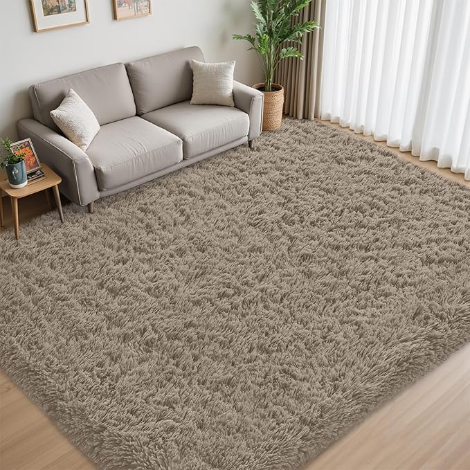8x10 Area Rug for Living Room:Ultra Soft Fluffy Shag Grey Camel Rugs,Large Fuzzy Plush Indoor Non Slip Carpet Washable Rug for Bedroom Kids Nursery Office Dorm Modern Decor(Grey Camel 8'x10')