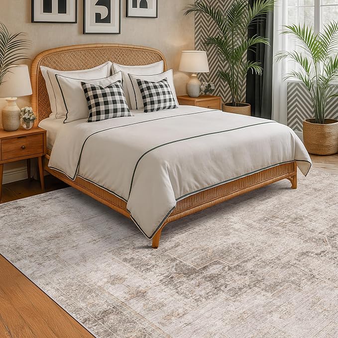 Hazo Haus Farmhouse Area Rugs 9x12 for Living Room - Abstract Medallion Rug for Bedroom, Dining Room Under Table, Washable Non Slip, Fade & Stain Resistance