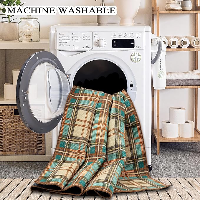 Ruaruarug Area Rug Non Slip Machine Washable Ultra Soft Living Room/Bedroom/Kitchen/Outdoor/Classroom Plaid, 8'×10'