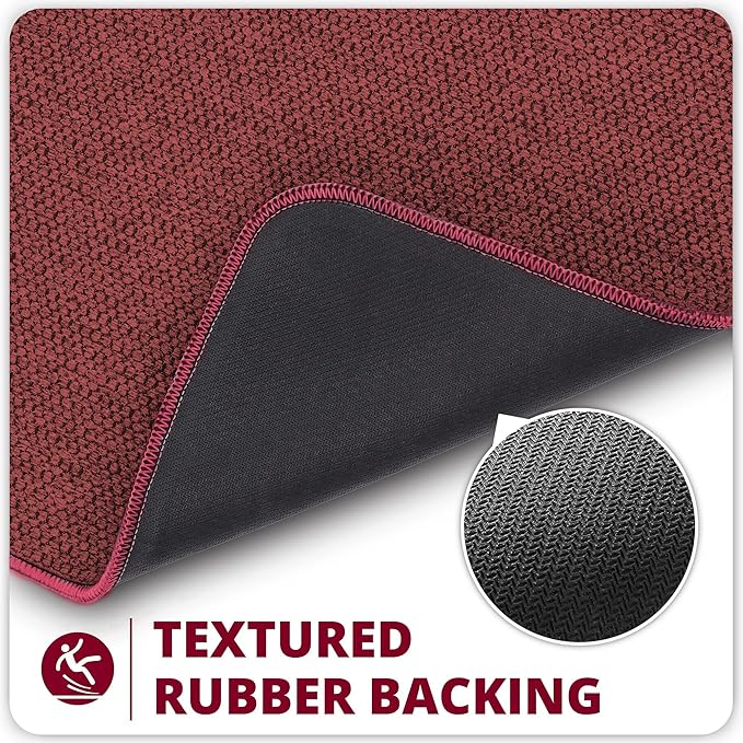 Bosap Bath Mat,Ultra Thin Bathroom Runner Rugs,Large Bath Mats for Bathroom,Quick Dry,Non-Slip,Machine Washable,Low Pile,Bath Rug,Shower Outside,Sink,Home Decor Accessories.Red,2'x5'（24x60inch）