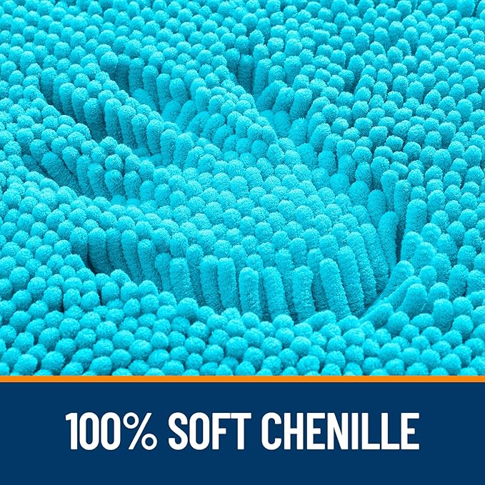 OLANLY Large Bathroom Rugs 59x35, Extra Soft Absorbent Chenille Bath Rugs, Rubber Backing Quick Dry, Machine Washable Bath Mats for Bathroom Floor, Tub and Shower, Home Decor Accessories, Aqua Sky