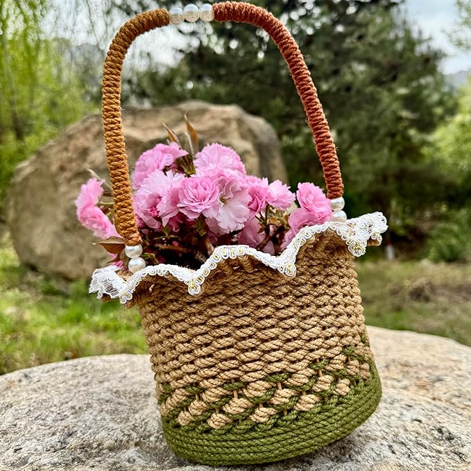 Zenpeace Wicker Basket, Suitable For Hand-Woven Basket In Bedrooms, Kitchens, Bathrooms and Living Rooms, for Organizing and Decorating Projects, Storage Clothes and Various Items vases