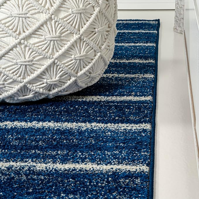 JONATHAN Y Williamsburg Minimalist Stripe Navy/Cream Indoor Area Rug, 3x5, Contemporary, Modern, Easy-Cleaning for Living Room, Bedroom, Kitchen, Pet Friendly, Non-Shedding (MOH201C-3)