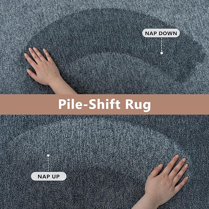 FinRèc 2x6 Washable Runner Rugs for Kitchen Hallway Bedroom, Low Pile Thin Rug Solid Color, Non-Slip Carpet Indoor for Home Decor (Navy Blue/White)