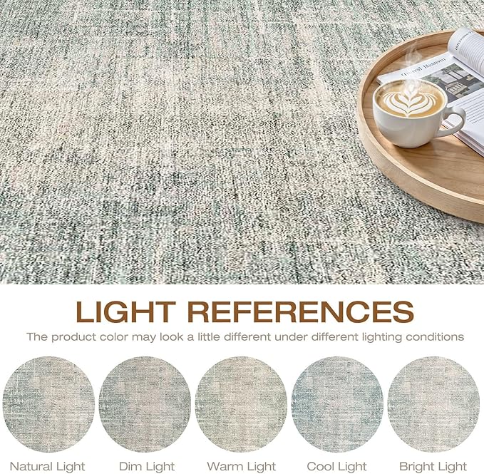 10ft Round Rug Living Room: 10x10 Washable Large Neutral Green Circle Area Rug Abstract Soft Modern Stain Resistant Indoor Floor Non-Slip Carpet for Bedroom Nursery Kids Office Playroom Dining Room