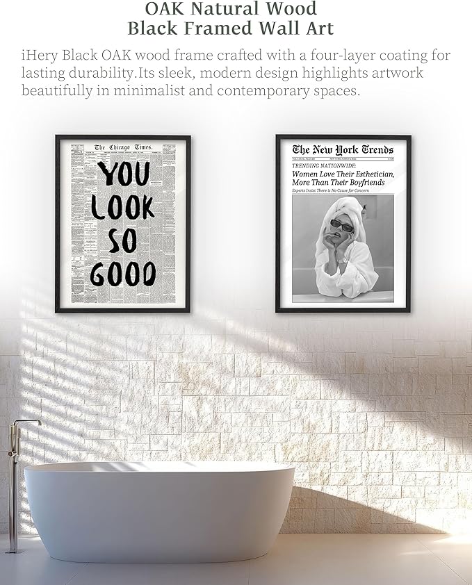 iHery Premium Natural Black OAK Wood 12x16in Trendy Framed Wall Art, Vintage Women Love Their Esthetician,More Than Their Boyfriends Canvas Wall Decor For Salon Dorm Bedroom Living Room 1Pack