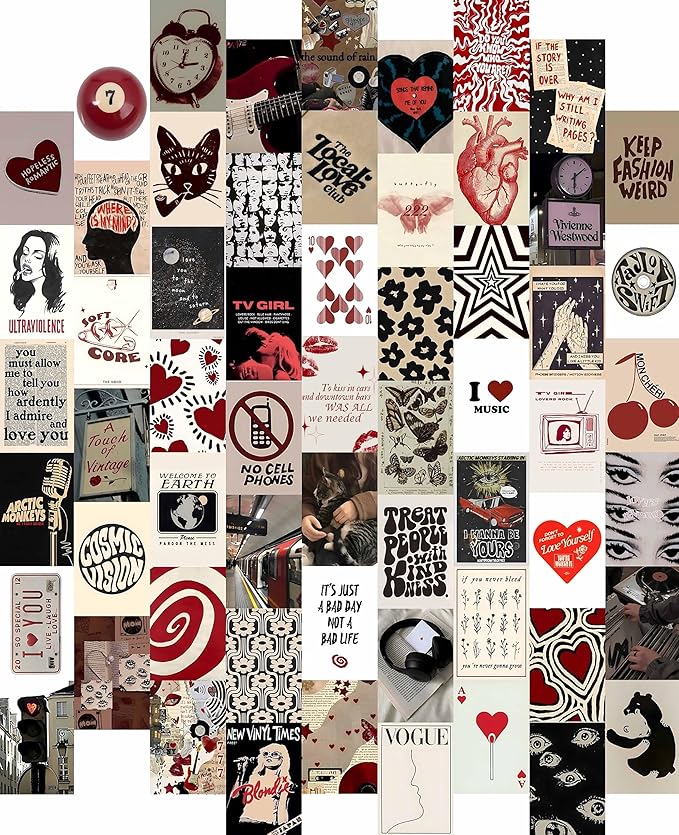 60 pcs Downtown Girl Room Décor, Coquette y2k 2000’s Grunge Posters, Retro Music Wall Art for Bedroom, Trendy Vintage Funky College Dorm Wall Collage Kit Aesthetic Pictures
