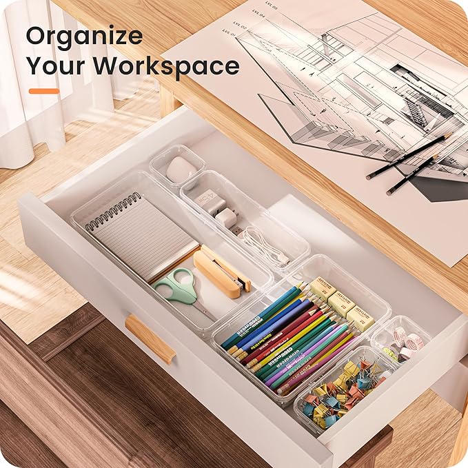 A-LuGei 【XL Size Only Us】 Drawer Organizer, 【𝟱𝗦𝗶𝘇𝗲】 Makeup organizer, 【Holds 177 Items】 Bathroom Organizers and Storage, Organization and Storage, Desk Drawer Organizer for Bathroom Vanity