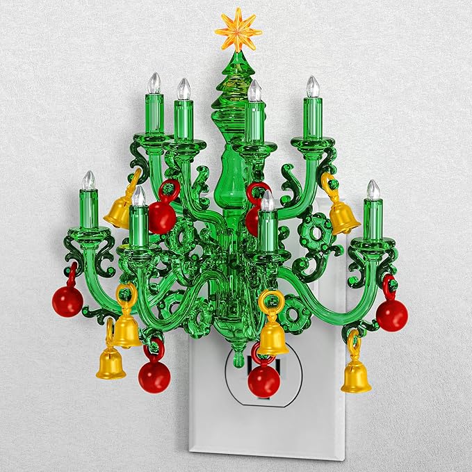 Briignite Christmas Night Light, RGB Color Changing Night Lights Plug into Wall, Chandelier Night Lights with Dusk to Dawn Sensor, Rotatble Plug in Nightlight for Christmas Decoration Party