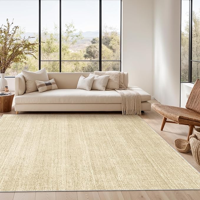 Valenrug Washable Rug 6x9 - Stain Resistant 6x9 Area Rugs for Living Room, Non Slip Backing Printed Rugs for Bedroom, Folable Machine Washable Area Rug (6'x9', Tan)