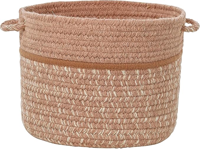 Super Area Rugs Wool-Made Soft Storage Basket with Handles Braided Trendy Decorative Bin, Rosewood, 10" x 8"