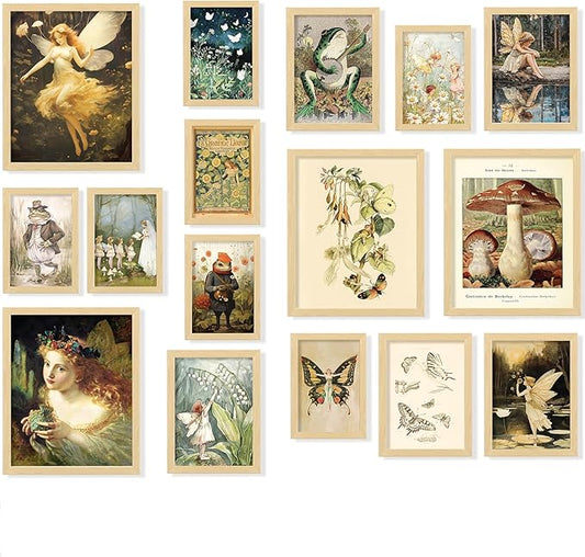 97 Decor Vintage Fairycore Decor - Fairy Art Prints Aesthetic, Cottage Core Wall Art Posters, Fairy Pictures Cottagecore Mushroom Pictures, Earthy Goblincore Decorations for Bedroom Home (8x10 Unframed)