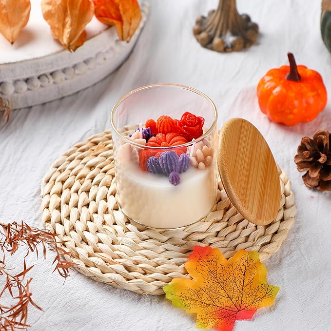 Tondiamo Fall Pumpkin Candle Gift, Thanksgiving 3.15 Inch Scented Decorative Pumpkin Succulent Cactus Terrarium for Autumn Halloween Party Favors Home Decoration Gifts