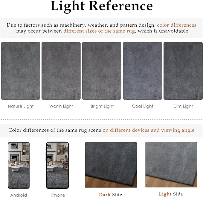 PureCozy 5x8 Area Rug for Living Room, Modern Grey Super Shag Shaggy Soft Washable Indoor Fuzzy Carpet Non-Slip Fluffy Rugs for Bedroom Home Aesthetic Decor