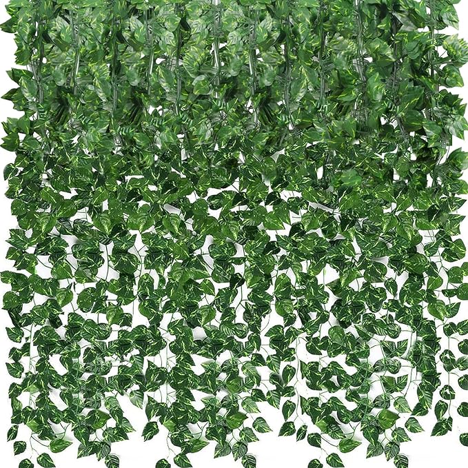 CEWOR 36 Pack 252ft Artificial Ivy Greenery Garland, Fake Vines Hanging Plants Backdrop for Room Bedroom Wall Decor, Green Leaves for Jungle Theme Party Wedding Decoration