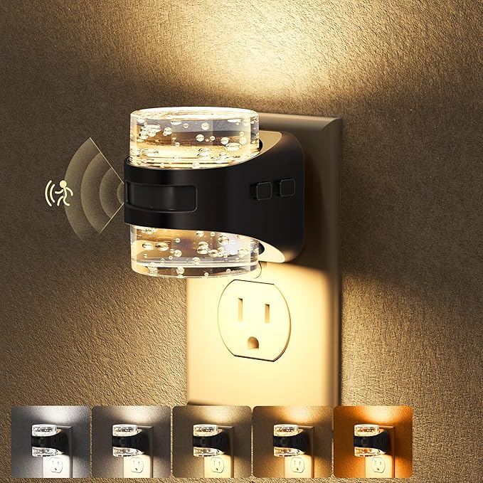 Briignite LED Night Light Plug into Wall Dimmable[2 Pack] Night Light with Bubble Design 5 Color Temperature & Brightness Levels Dusk to Dawn Sensor Nightlights for Bathroom, Hallway, Rooms, 5CCT