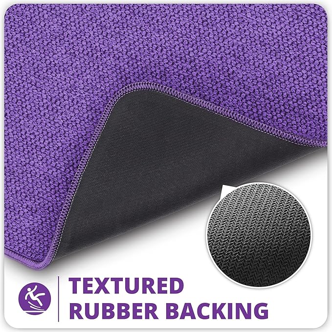 Bosap Bath Mat,Ultra Thin Bathroom Runner Rugs,Large Bath Mats for Bathroom,Quick Dry,Non-Slip,Machine Washable,Low Pile,Bath Rug,Shower Outside,Sink,Home Decor Accessories.Purple,2'x5'（24x60inch）