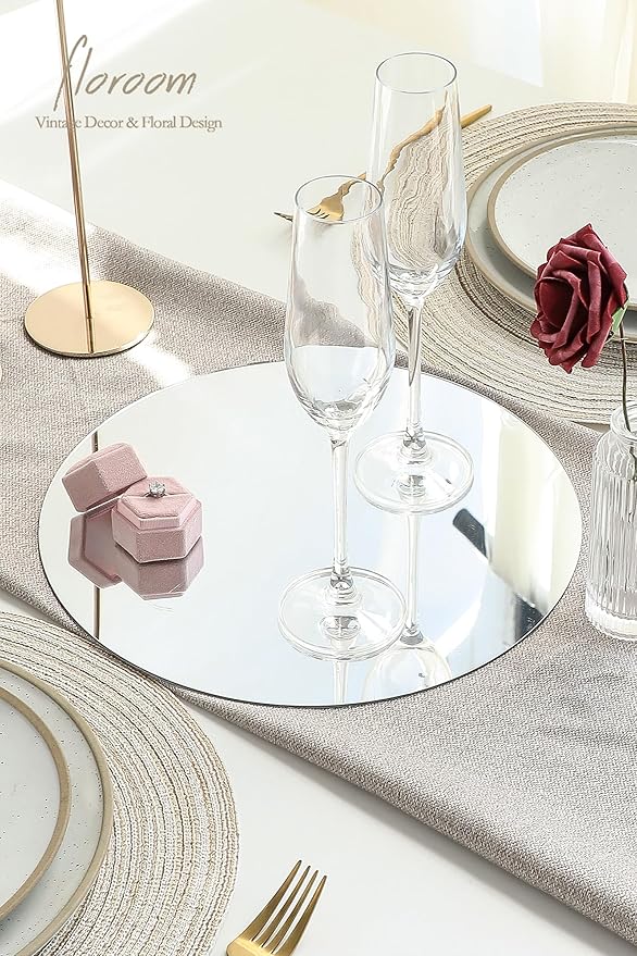 Floroom 12pcs 12 Inch Round Mirrors for Table Centerpieces, Trays, Plates, Weddings, Baby Showers, and Party Decorations