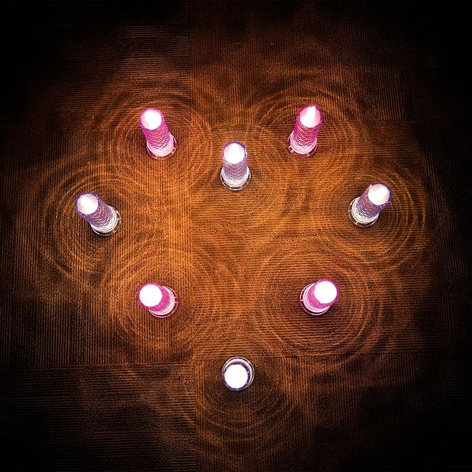 SupBri LED Candles, 4Pack Battery Operated Candles with Rose Light Halo, Romantic Flameless Pillar Candles for Valentines Halloween Decorations(Blue, D 2.5" x H 7.2")