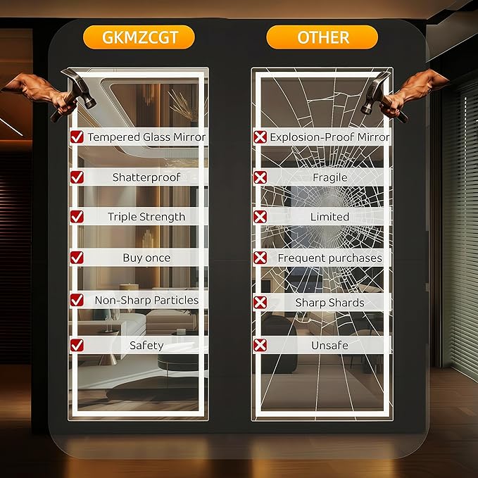 Full Length Mirror with LED Lights 65"x24"Rectangle Full body mirror with Stand Aluminum Alloy Frame, Tempered Glass Floor Mirror with Dimming&3 Color Lighting for Bedroom Dressing Room Silver