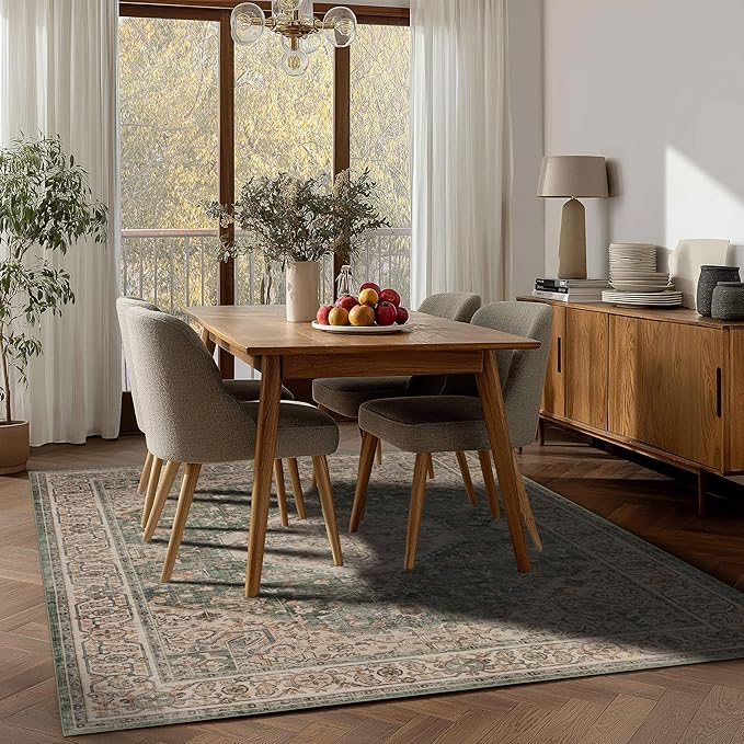 Ruaruarug Area Rug Non Slip Machine Washable Ultra Soft Living Room/Bedroom/Kitchen/Outdoor/Classroom Celadon, 5'×7'