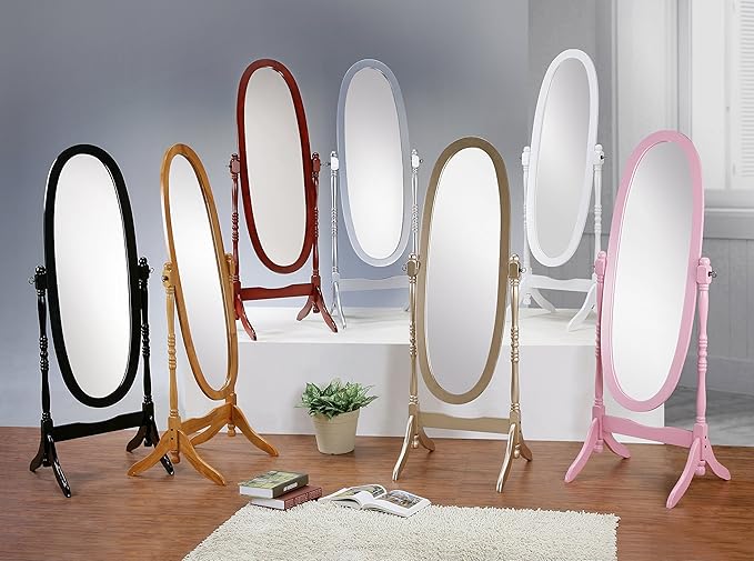 Roundhill Furniture Queen Anna Style Floor Cheval Mirror, Silver