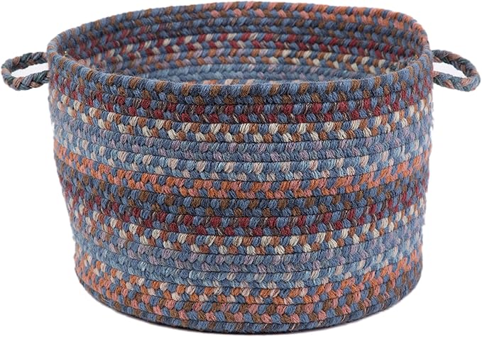Super Area Rugs Tribeca Wool Storage Basket with Handles Braided Decorative Bin & Organizer, Blue Dragon, 18" X 12"