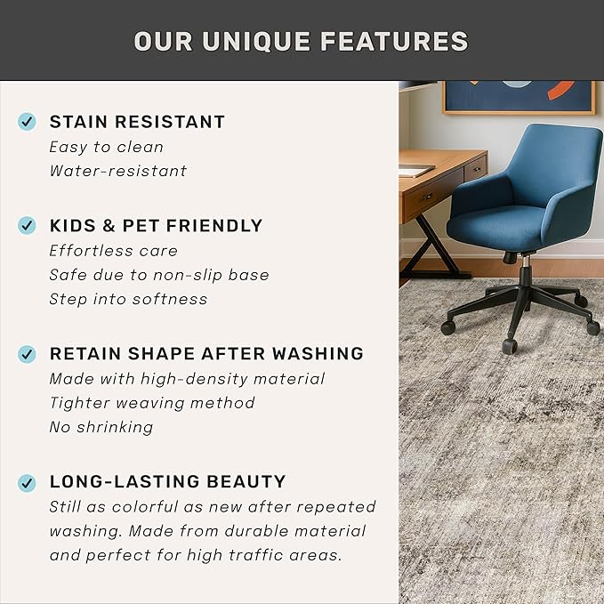 Modern Runner Rugs for Hallway 2x6, Medallion Abstract Runners for Kitchen Floor, Entryway, Washable Non Slip with Rubber Backing, Low Pile Stain Resistant Carpet (Taupe Brown)