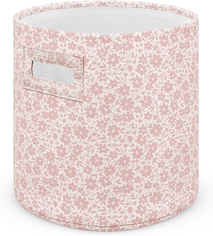 Sorrel + Fern Nursery Storage Basket (Antique Rose), Soft Collapsible Fabric Toy Bin, Magic Forest-Inspired Organizer for Playroom or Nursery, Gender-Neutral Decor, 13 × 13 Inches