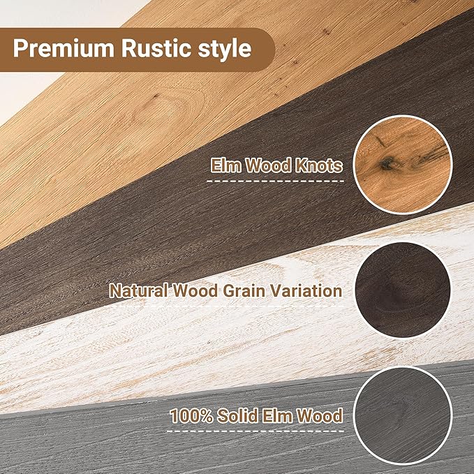 Vivelove Elm Wood Floating Shelves, Wooden Shelves for Wall with Invisible Bracket for Living Room Bedroom Bathroom Office Book, Rustic Farmhouse Display Shelf, 48 Inch Set of 1- Grey