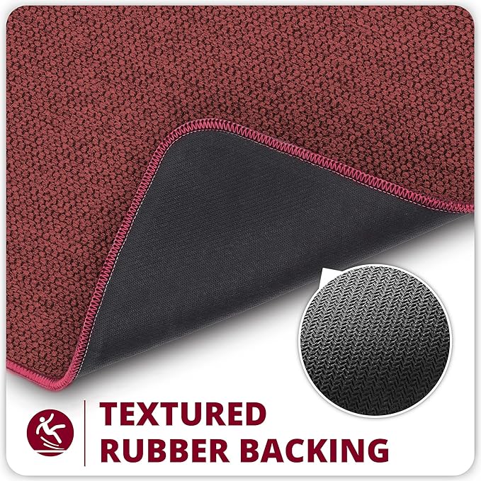Bosap Bath Mat,Ultra Thin Bathroom Runner Rugs,Large Bath Mats for Bathroom,Quick Dry,Non-Slip,Machine Washable,Low Pile,Bath Rug,Shower Outside,Sink,Home Decor Accessories.Red,3'x6'(36x72inch)