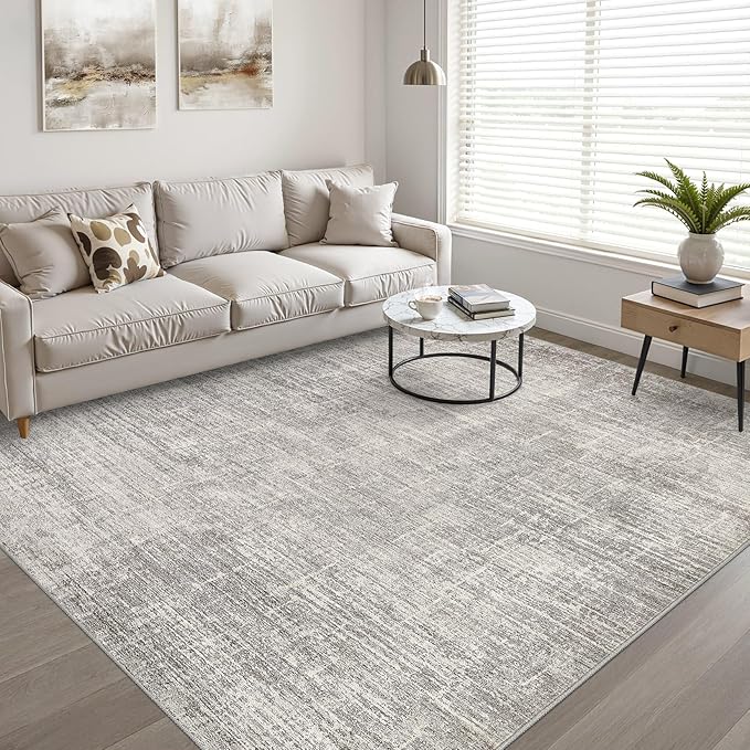 5x8 Area Rug Living Room: Washable Large Neutral Rug Abstract Soft Modern Stain Resistant Indoor Floor Non-Slip Carpet for Bedroom Nursery Kids Office Playroom Dining Room Under Table- Brown Gray