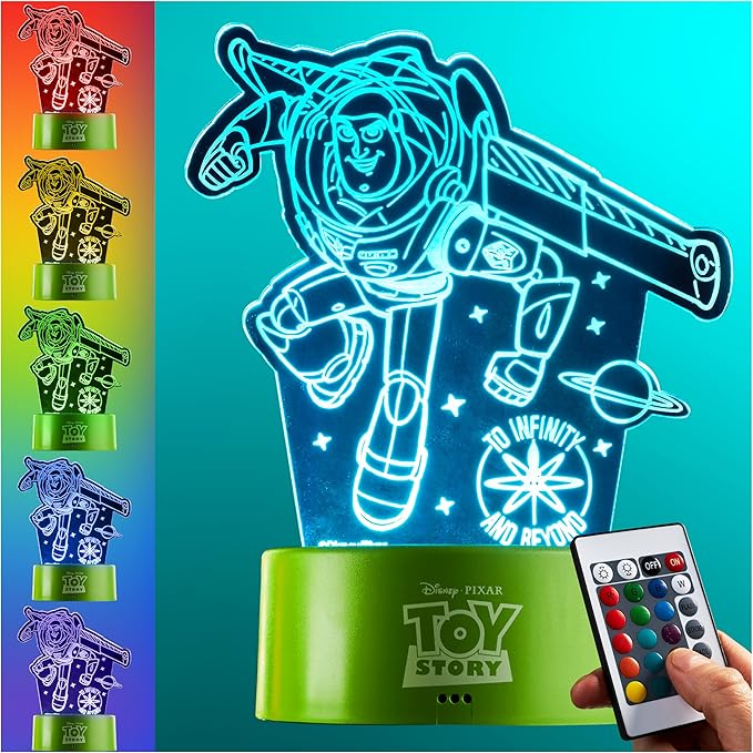 Get Trend Disney Toy Story 3D Illusion Night Light for Kids, Buzz Lightyear, 16 Colors, 4 Lighting Modes, Dimmable, LED Desk Lamp, Bedroom Decor, Gifts for Boys, Girls (Multi Toy Story)