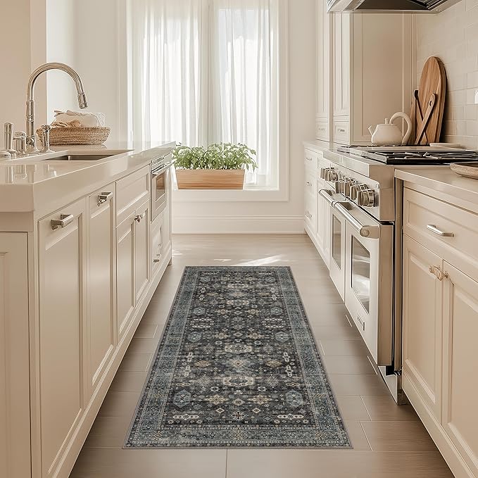 Ruaruarug Area Rug Non Slip Machine Washable Ultra Soft Living Room/Bedroom/Kitchen/Outdoor/Classroom Silver, 2'×6'