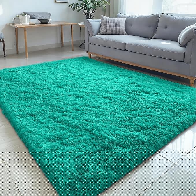 OLANLY 5x7 Machine Washable Large Area Rugs for Living Room, Bedroom, Soft Fluffy Shaggy Bedside Rug, Indoor Floor Carpet for Kids Girls and Boys, Dorms, Nursery, Home Decor Aesthetic, Teal Green