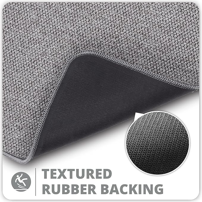 Bosap Bath Mat,Ultra Thin Bathroom Rugs,Rubber Bath Mats for Bathroom,No Slip Bath Rugs,Quick Dry,Machine Washable,Low Pile,Absorbent,Shower Outside,Sink,Home Decor Accessories.Grey,2'x3'(24x36inch)